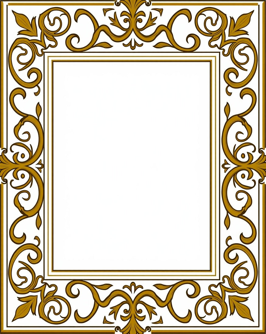 Ornate Gold Vintage Scroll Pattern Rug