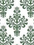 Classic Green Floral Damask Pattern Rug