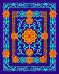 Ornate Floral Vine Border Design Rug