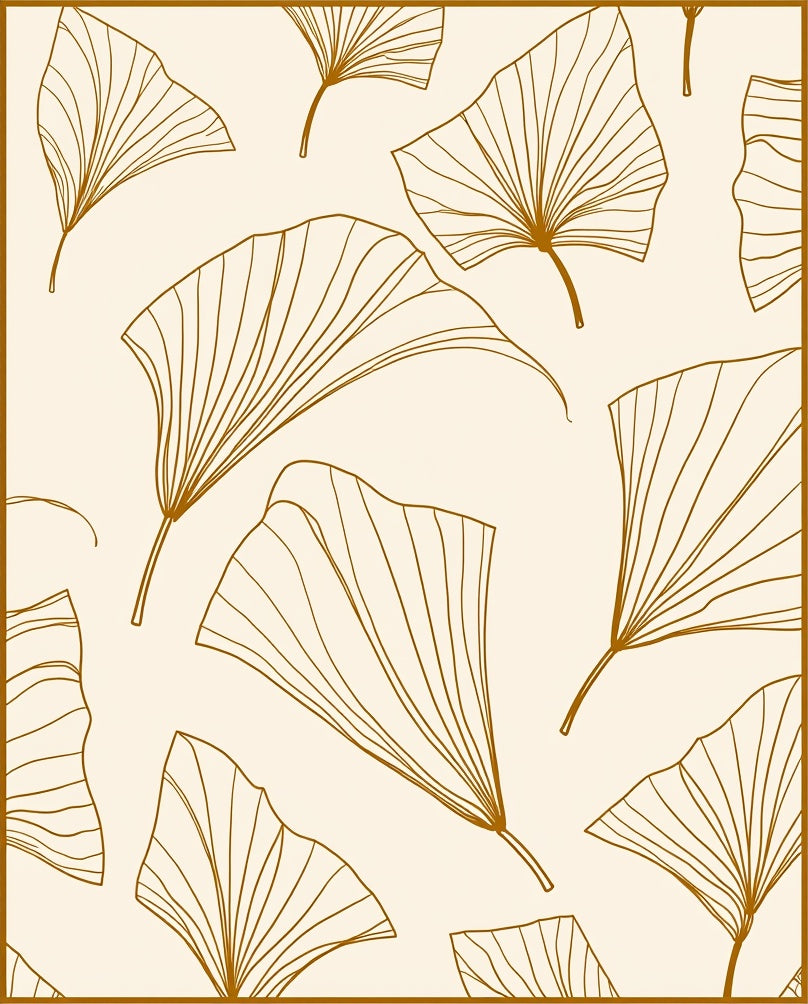 Minimalist Ginkgo Leaf Line Art Rug