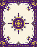 Purple Gold Floral Medallion Border Rug
