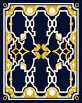 Royal Blue Yellow Geometric Pattern Rug