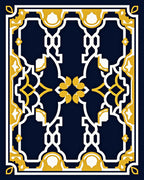Royal Blue Yellow Geometric Pattern Rug