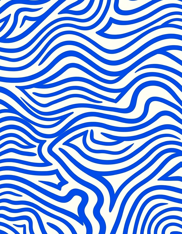 Bold Blue Wavy Abstract Rug