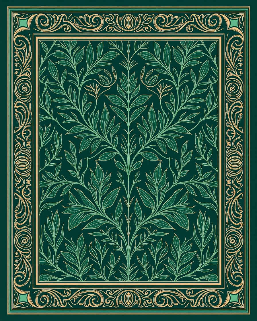 Emerald Garden Vines Border Rug