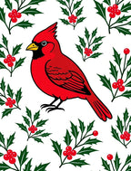 Bright Red Cardinal Holly Pattern Rug