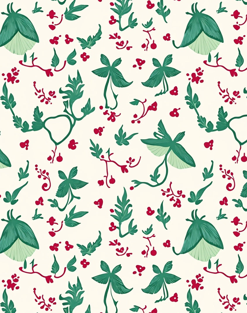 Botanical Berry Vine Pattern Rug