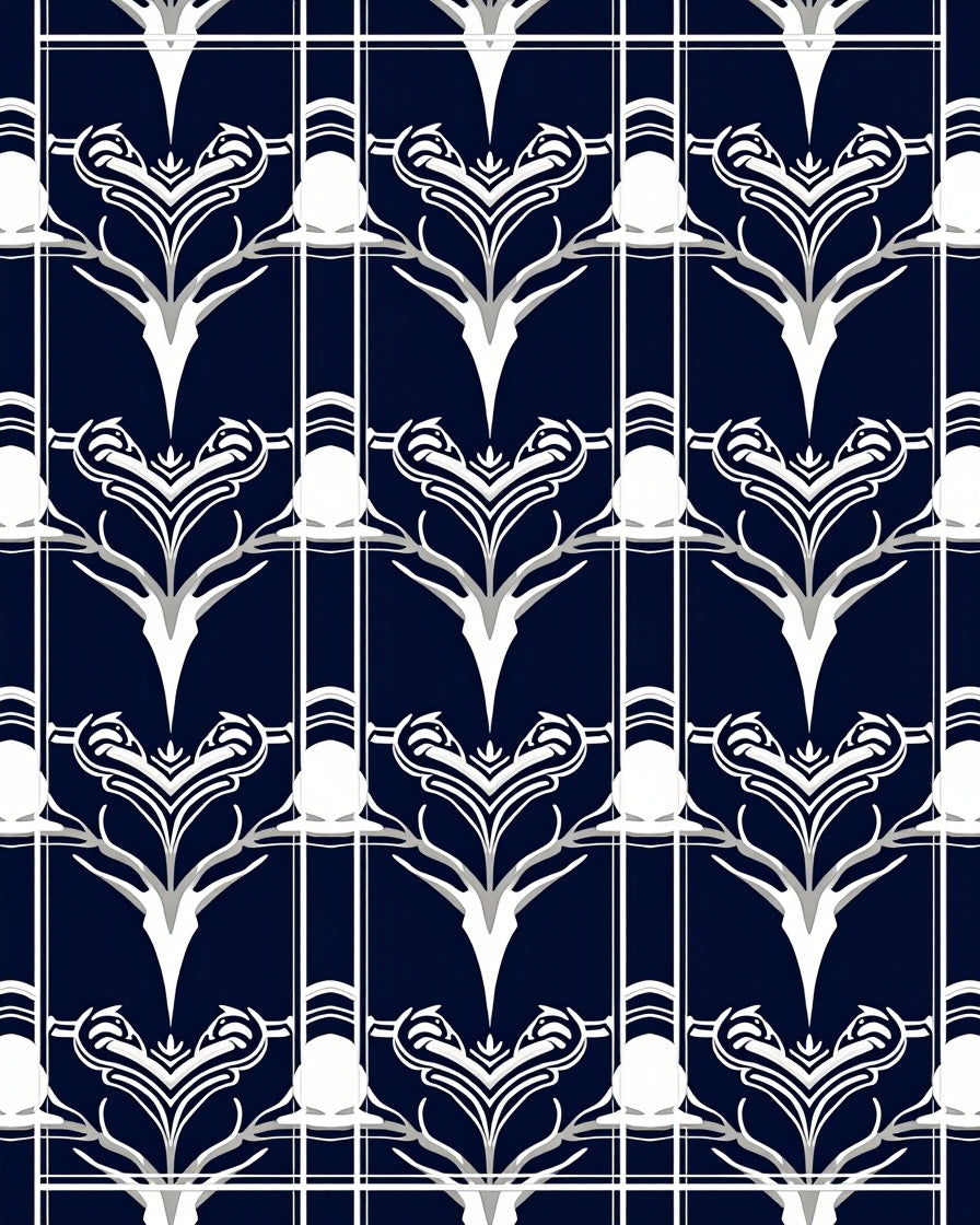 Art Deco Stylized Floral Pattern Rug