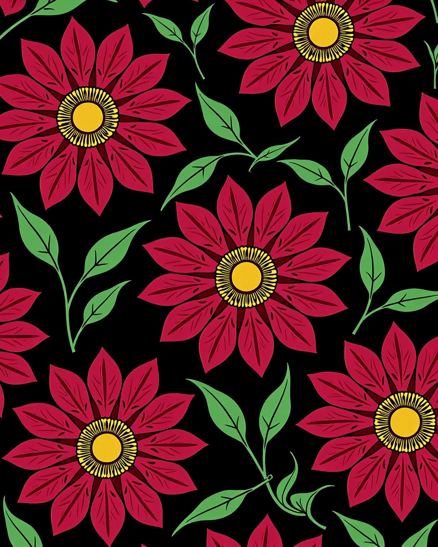 Bold Red Floral Pattern Design Rug