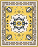 Bright Yellow Floral Mandala Design Rug