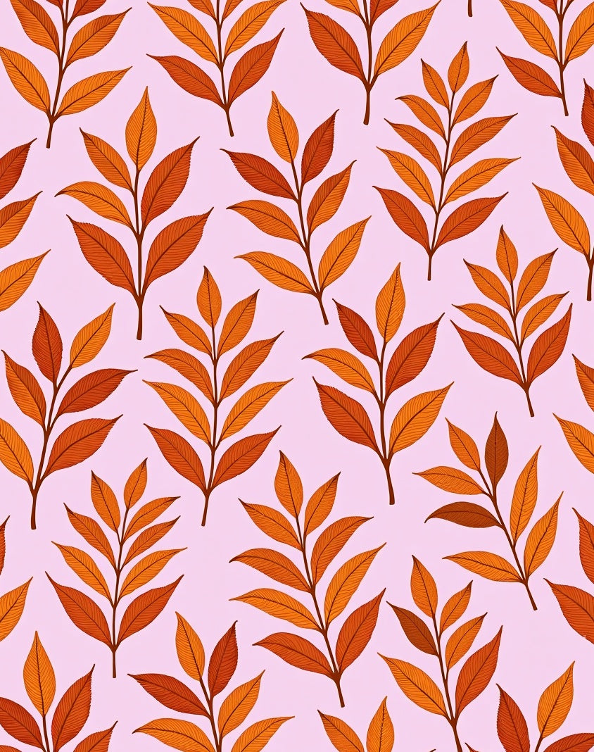 Autumn Leaf Pattern On Pink Rug
