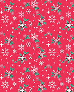 Red Festive Snowflake Floral Pattern Rug