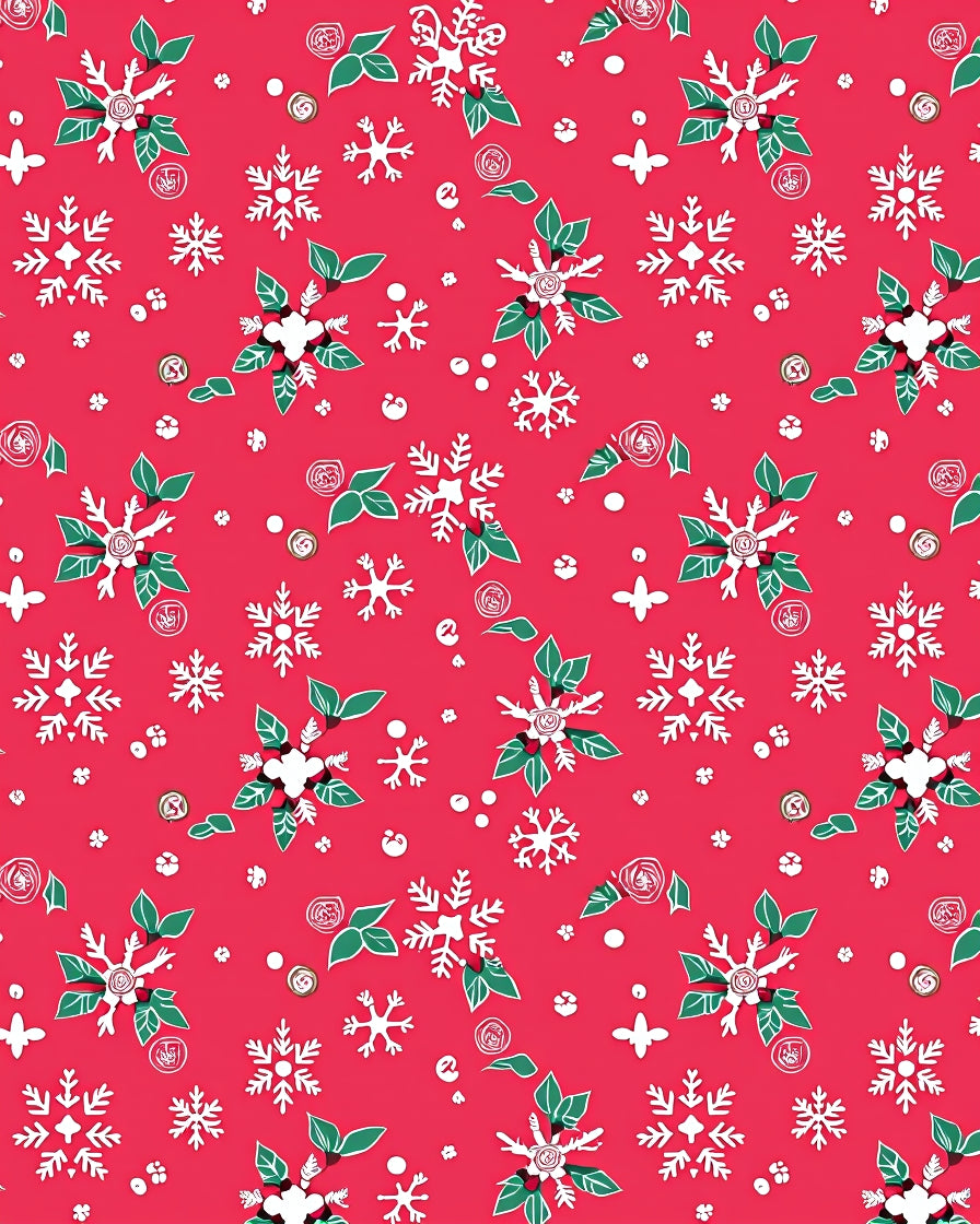 Red Festive Snowflake Floral Pattern Rug
