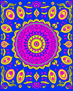 Bold Pink Yellow Mandala Pattern Rug