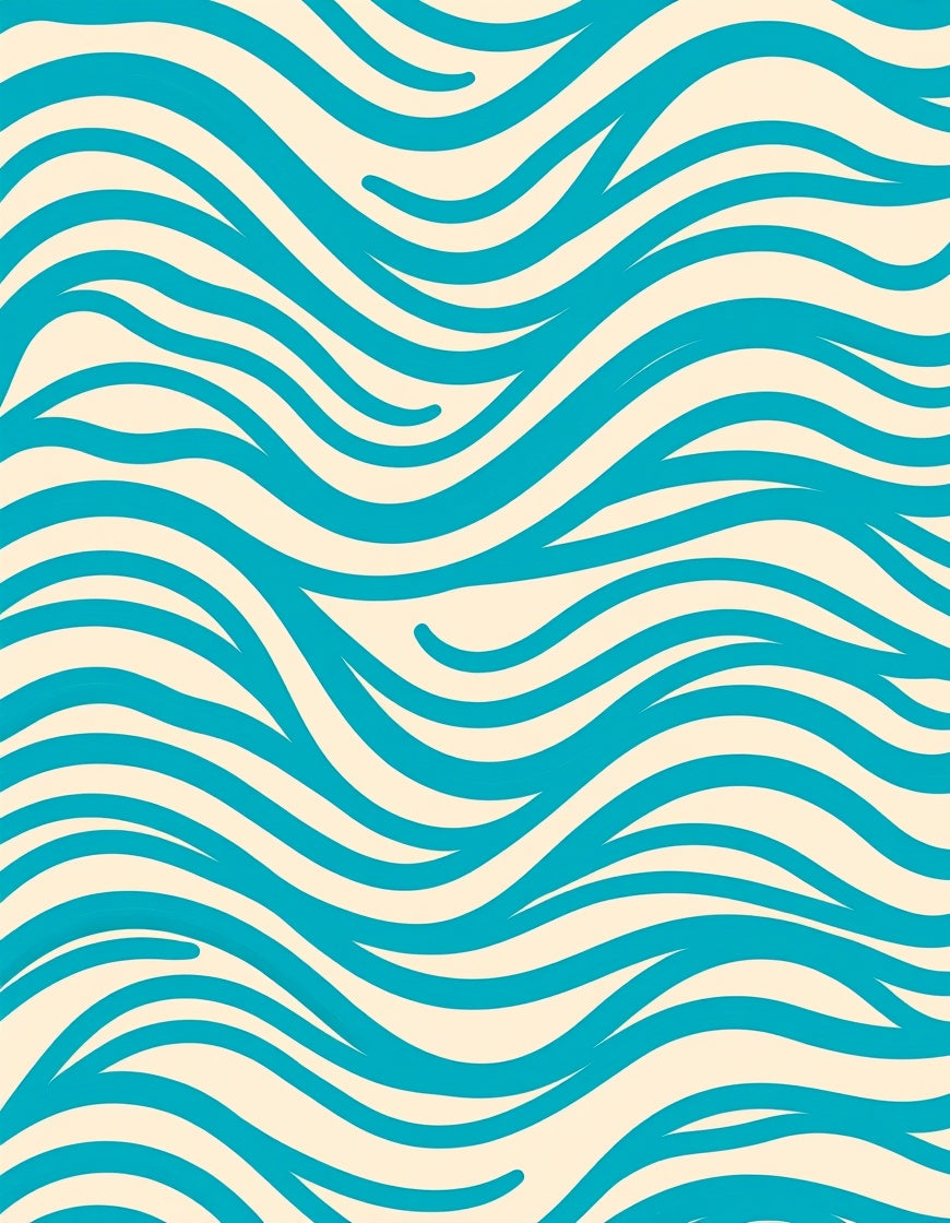 Teal Wave Pattern Design Rug