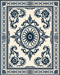 Ornate Floral Vine Scrollwork Design Rug