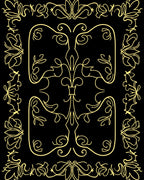 Elegant Golden Floral Scrollwork Design Rug