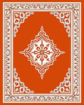 Orange White Intricate Medallion Border Design Rug