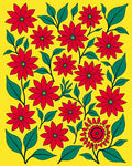 Bright Red Floral Vines Pattern Rug