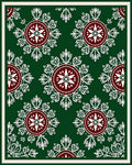 Green Medallion Floral Pattern Rug
