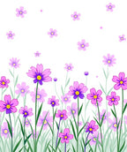 Whimsical Purple Floral Meadow Pattern Rug