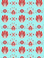 Retro Red Gray Shell Motif Design Rug