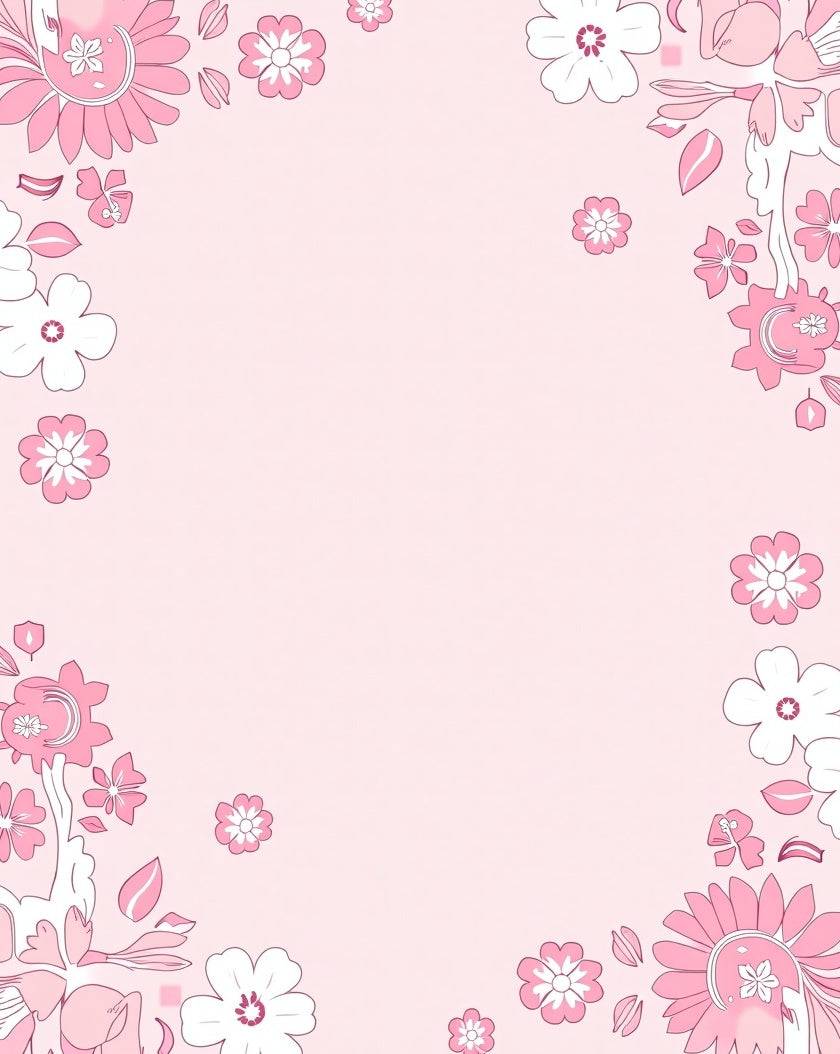 Pink Floral Delight Border Design Rug