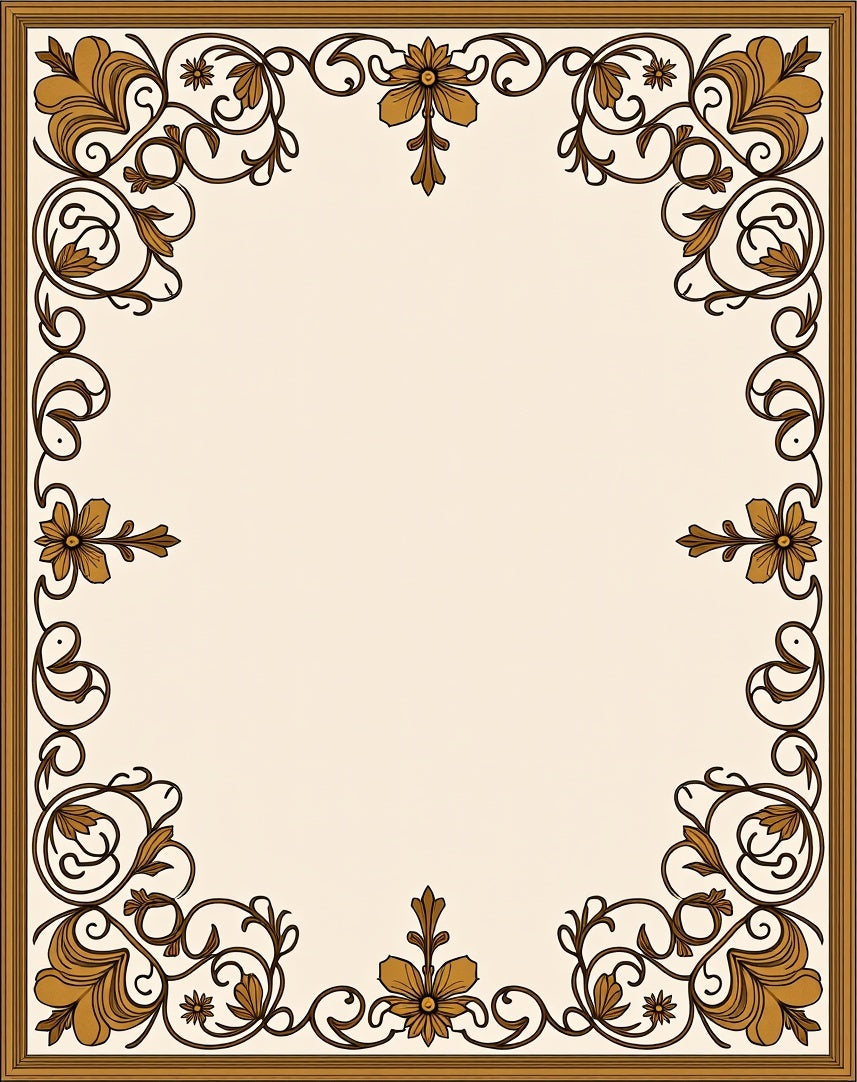 Ornate Floral Scrollwork Design Rug
