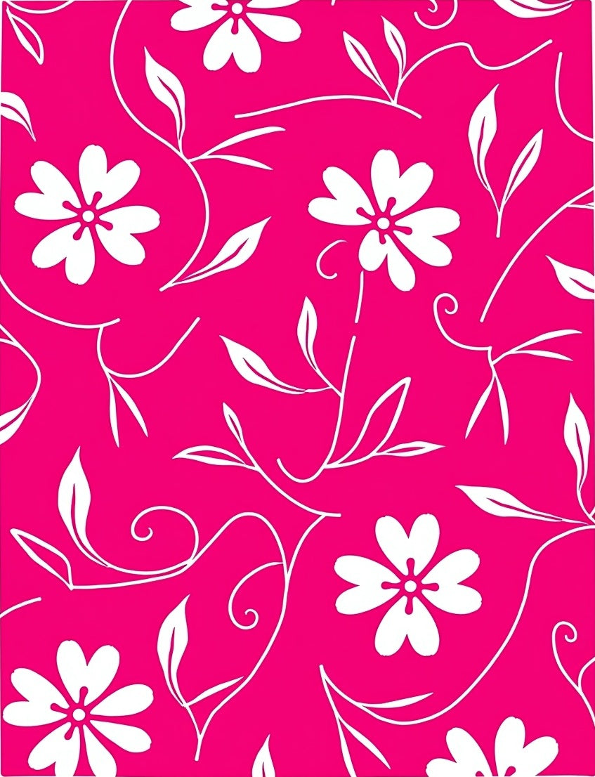 Vibrant Pink Floral Swirl Pattern Rug