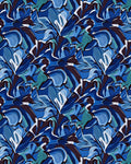Abstract Blue Floral Swirl Design Rug