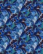 Abstract Blue Floral Swirl Design Rug
