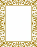 Ornate Gold Swirl Scroll Border Pattern Rug