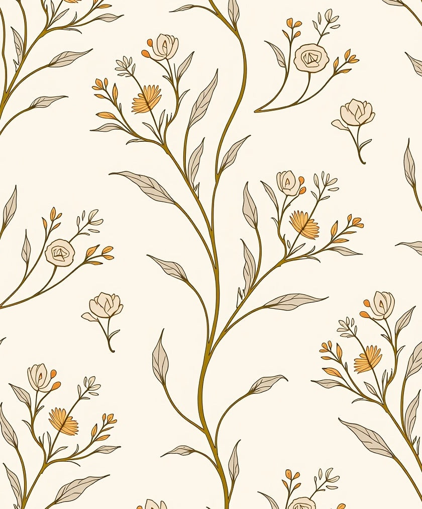Delicate Floral Vine Pattern Rug