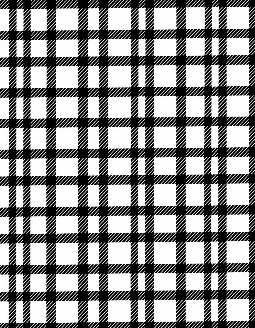 Classic Black White Plaid Design Rug