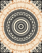 Black Sepia Ethnic Mandala Rug