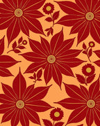 Rich Red Floral Pattern Rug