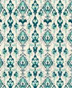Teal Intricate Damask Pattern Rug
