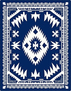 Striking Indigo Geometric Pattern Rug