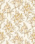 Golden Floral Outline Art Rug