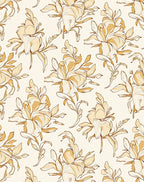 Golden Floral Outline Art Rug