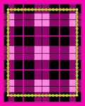 Bold Pink Black Plaid Chain Border Rug