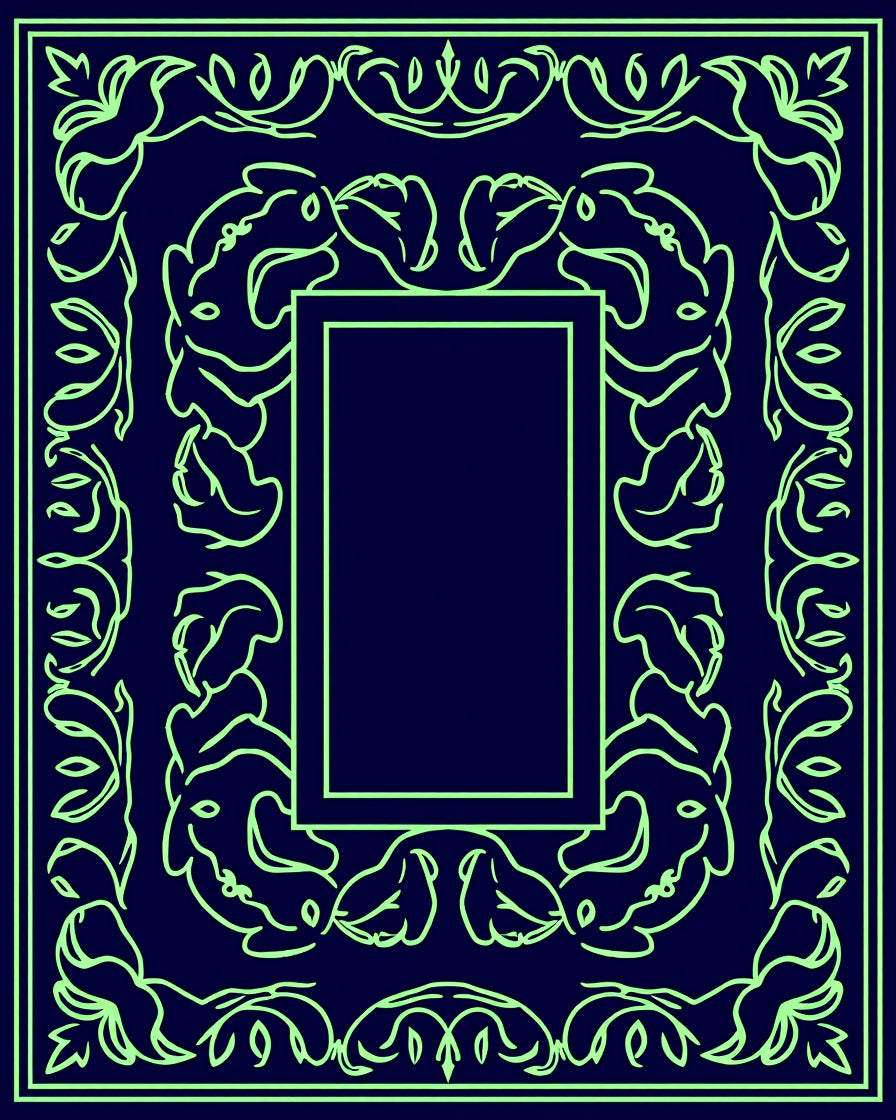Elegant Floral Frame with Creatures Rug