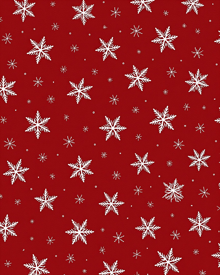 Winter Snowflake Patterned Red Rug