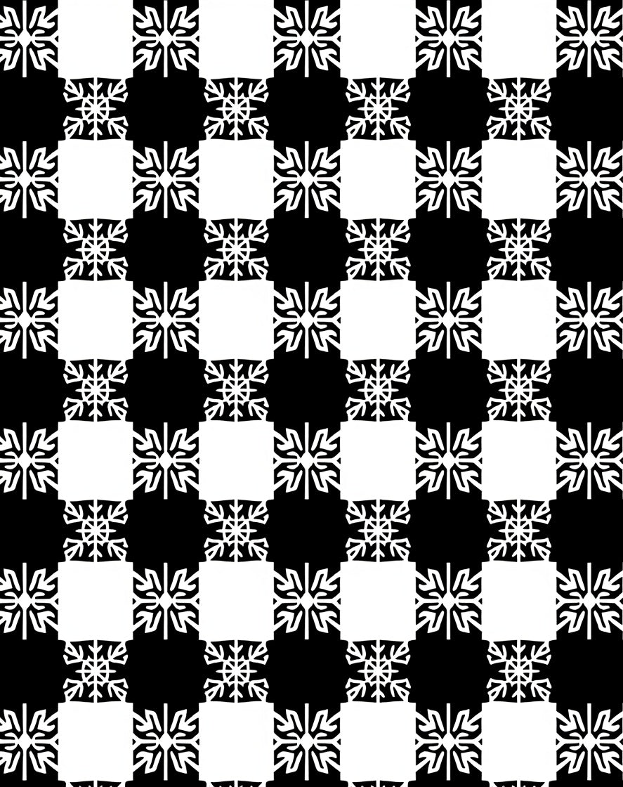 Bold Black White Geometric Snowflake Rug