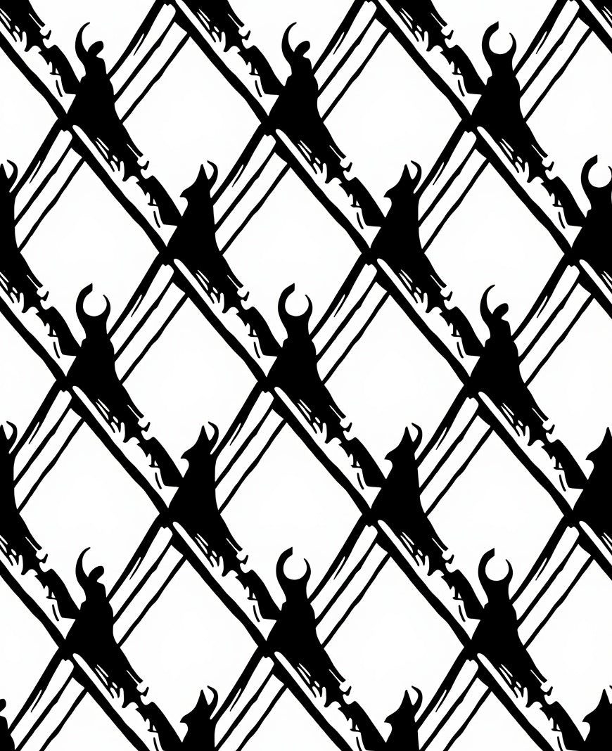 Abstract Black White Diamond Brushstrokes Rug
