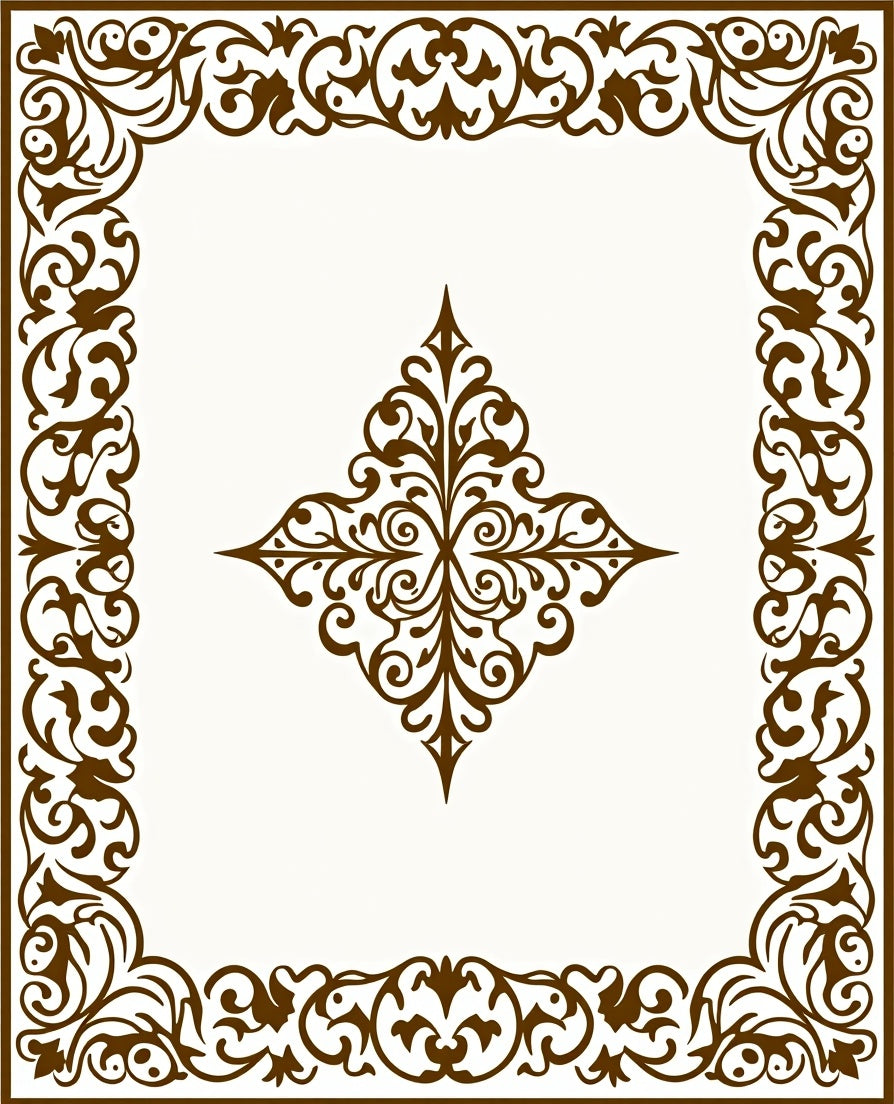 Ornate Scrollwork Decorative Square Rug