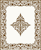 Ornate Scrollwork Decorative Square Rug