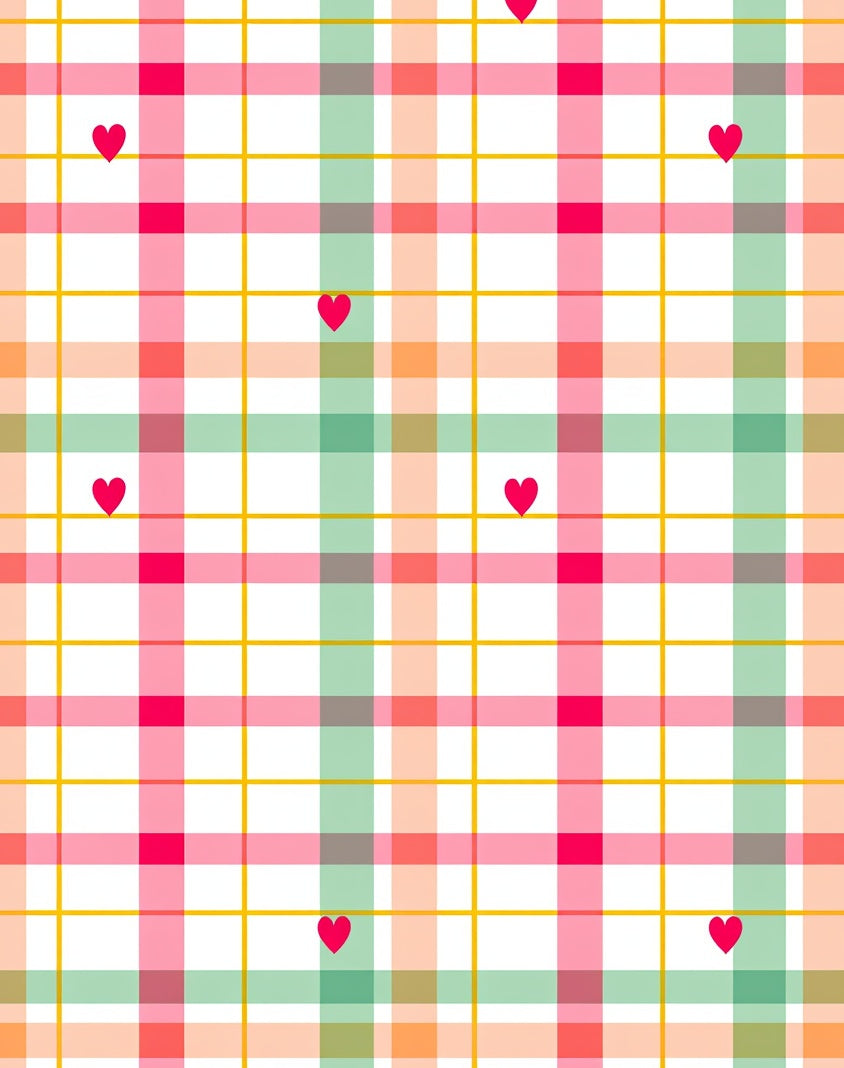 Colorful Plaid Heart Pattern Rug