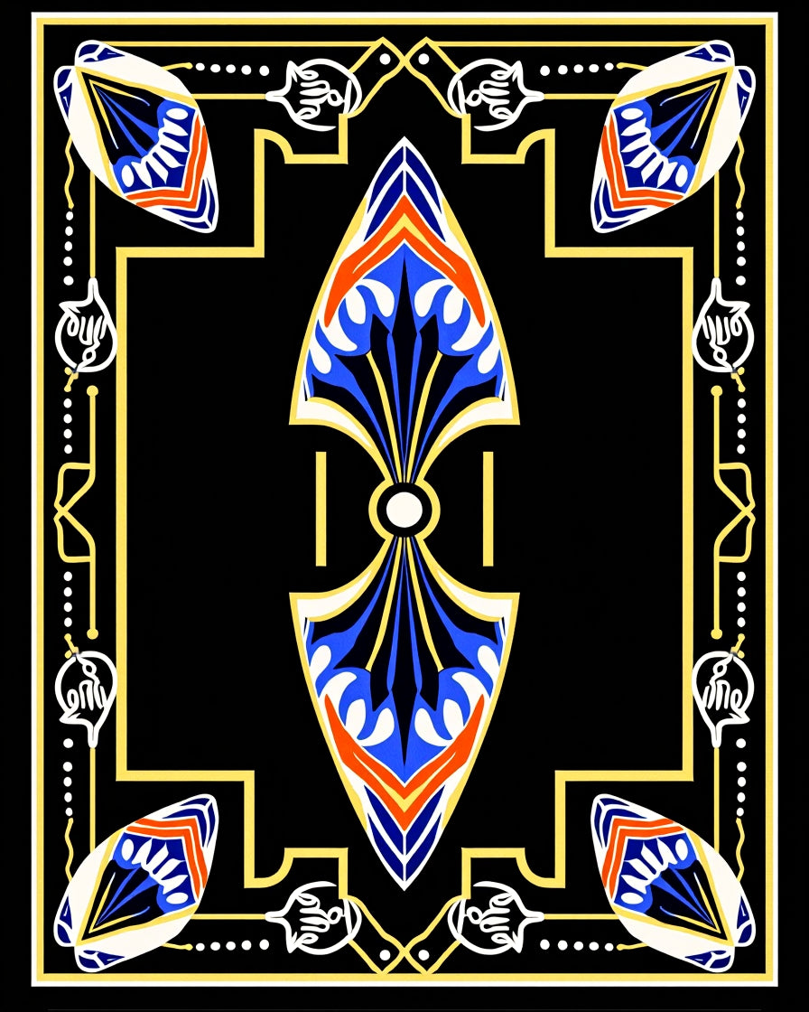 Bold Geometric Floral Art Deco Rug