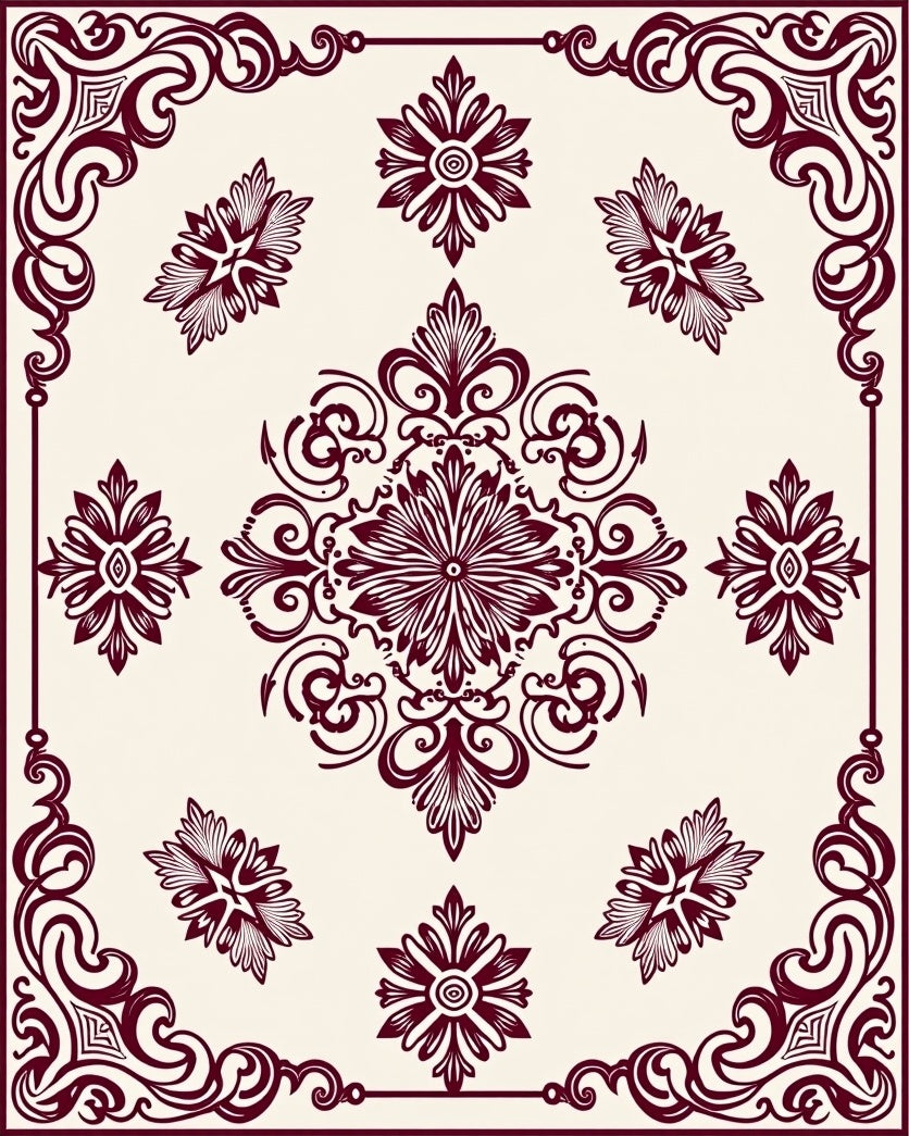 Elegant Floral Scrollwork Design Rug